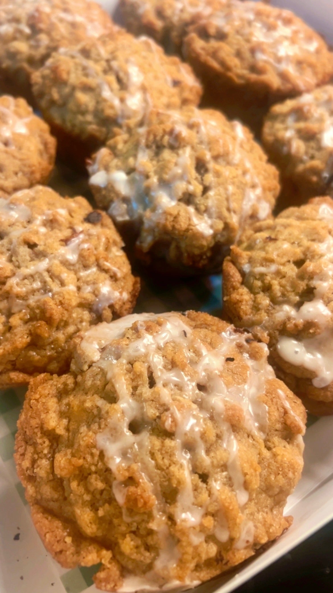 Blueberry Peach Streusel Taro Muffins